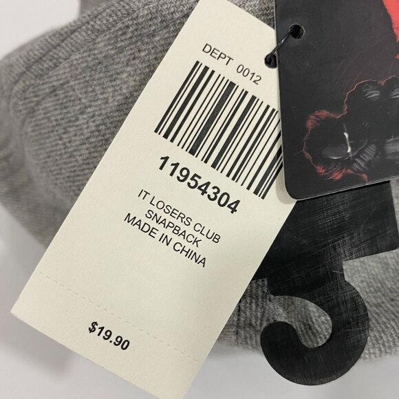 The Losers Club 1989 IT Movie Pennywise Gray & Black Cap Snapback OSFM Hat NEW - Picture 10 of 11